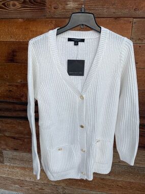 NWT Marc New York Andrew Marc White Knit Cardigan Sweater Size Small